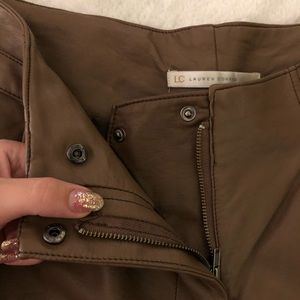 Brown leather pleather designer brand shorts
